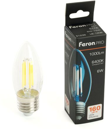 Упаковка ламп LED FERON E27,  свеча, 6Вт, LB-1206, 10 шт. [51240-10]