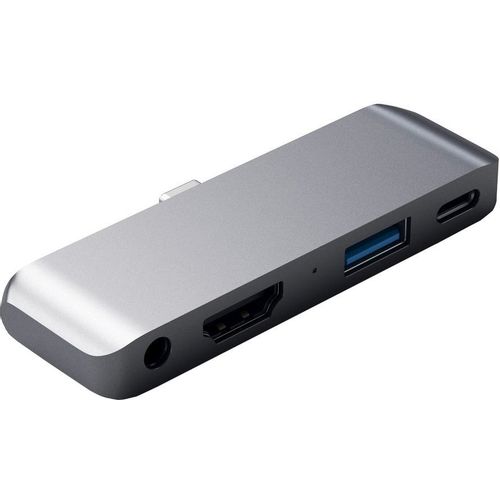 Адаптер Satechi, USB Type-C (m) - USB (f)/USB Type-C (f)/HDMI(f)/Jack 3.5(f), серый [st-tcmphm]