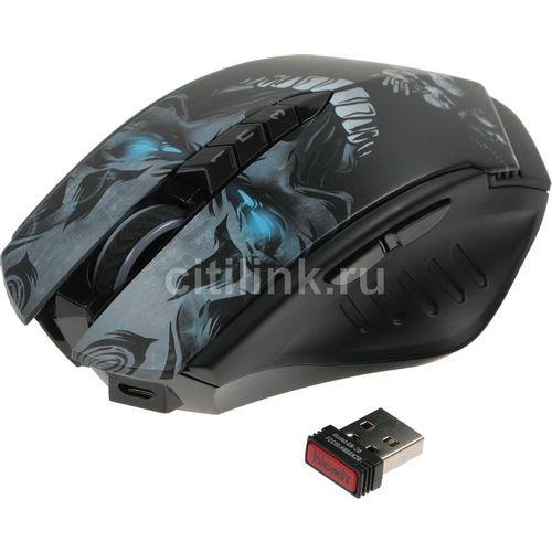 Мышь беспроводная A4TECH Bloody R80 Plus Skull, игровая, радио, оптическая, USB, 5000dpi, черный и рисунок [r80 plus (skull)]