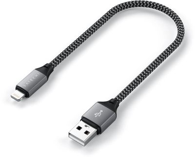 Кабель  Satechi,  Lightning (m) -  USB (m),  0.25м,  MFI,  в оплетке,  серый [st-tal10m]