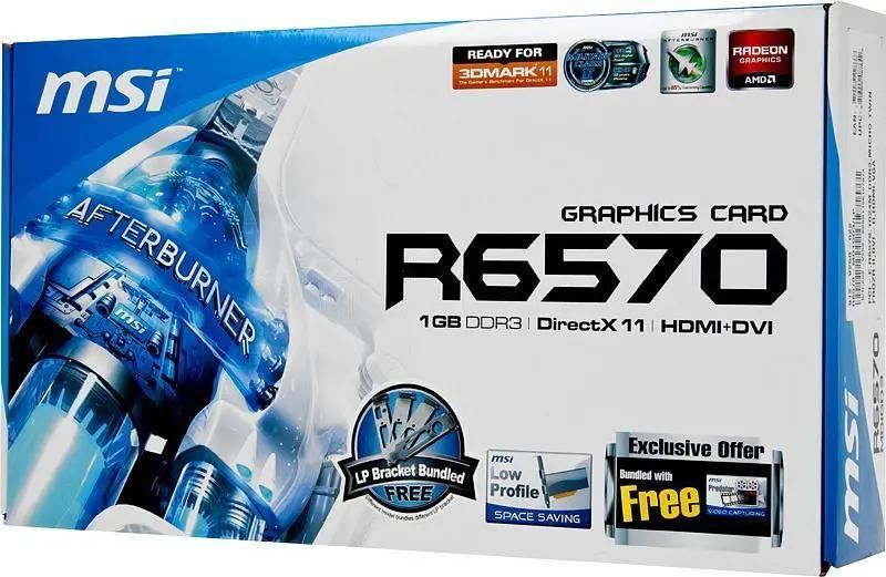 MSI AMD Radeon HD 6570 1 DDR3 Low Profile Ret r6570 md1gd3 lp 613468