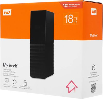 18ТБ Внешний диск HDD WD My Book WDBBGB0180HBK-EESN, USB 3.0