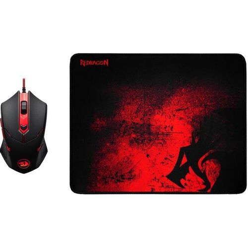 Мышь проводная Redragon M601BA, игровая, оптическая, USB, 3200dpi, черный и красный [78226]