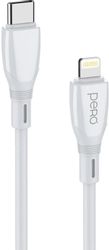 Изображение товара Кабель PERO DC-11,  Lightning (m) -  USB Type-C (m),  3м,  3A,  белый [prdc-11tl3mw]