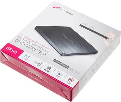 Оптический привод DVD-RW LG GP60NB60, внешний, USB, черный, Ret ...