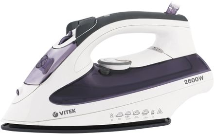Утюг Vitek VT-8356, с паровым ударом, 2600Вт, с автоотключением, белый и серый