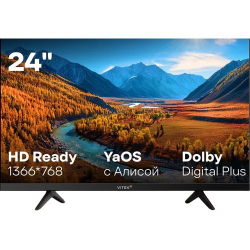 24″ Телевизор Vitek VT-24HBS300 HD, СМАРТ ТВ, YaOS, черный