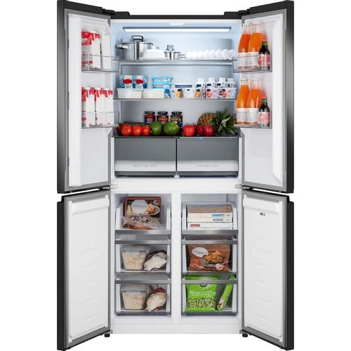 Холодильник трехкамерный WEISSGAUFF WCD 450 Rock Glass NoFrost Inverter Side by Side, инверторный, графит темный