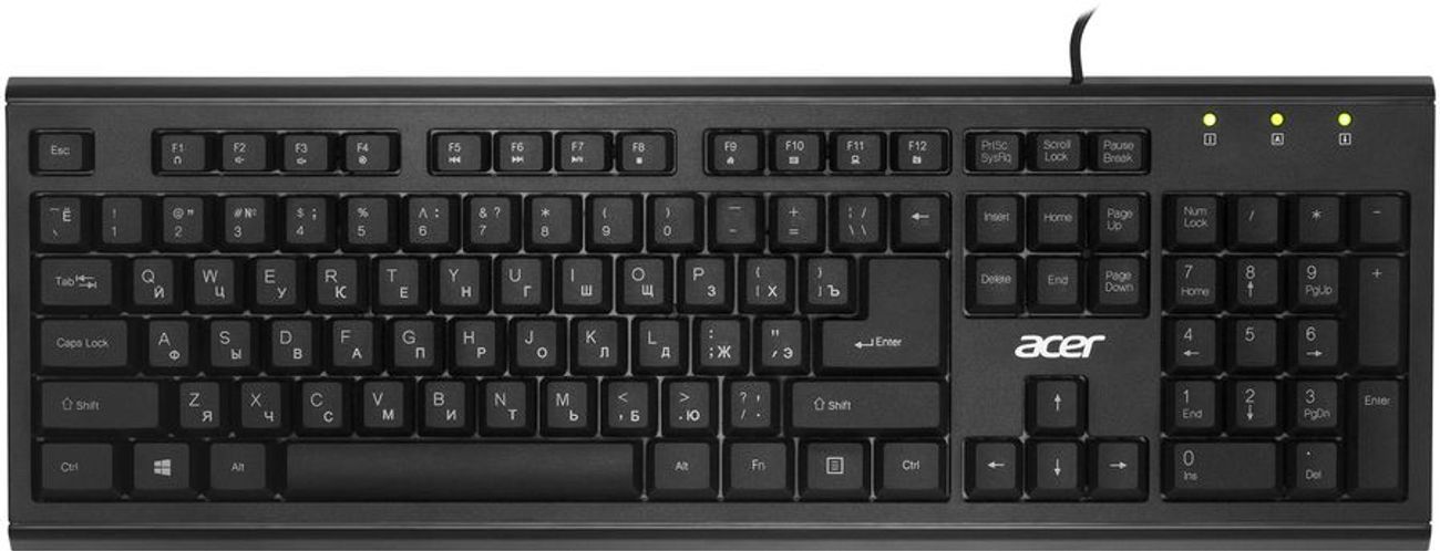 Клавиатура Acer OKW120, проводная, USB, мембранная, черный [zl.kbdee.006]