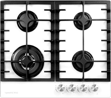 Газовая варочная панель ZIGMUND & SHTAIN Style MN 197.61 W, 4 конфорки, закаленное стекло, белый