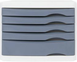 Бокс для документов BRAUBERG Box 238045, для бумаг, 5 выдвижных ящиков, 235x300x355, полистирол, серый / белый