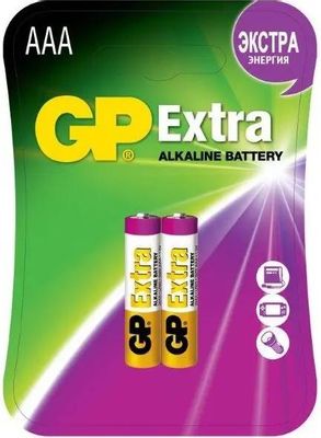 AAA Батарейка GP Extra Alkaline 24AX LR03,  2 шт.