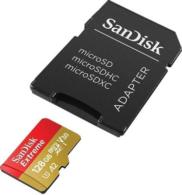 Карта памяти microSDXC UHS-I U3 Sandisk Extreme 128 ГБ, 190 МБ/с, Class 10, SDSQXAA-128G-GN6MA,  1 шт., переходник SD