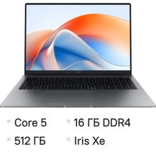 Изображение товара Ноутбук HONOR MagicBook X16 Plus 16" IPS 12-ядерный Intel Core 5 Изображение товара Ноутбук HONOR MagicBook X16 Plus 16" IPS 12-ядерный Intel Core 5