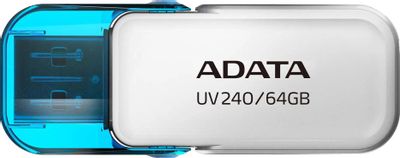 Флешка USB A-Data UV240 64ГБ, USB2.0, белый и голубой [auv240-64g-rwh]