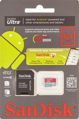 Scheda Di Memoria SanDisk Ultra 64 GB MicroSDXC Per Android - Fino A 80 MB/s Con Adattatore SD