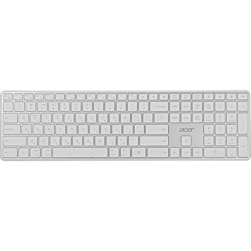 Клавиатура Acer OKR301, беспроводная, USB, Bluetooth/Радиоканал, ножничная, белый/серебристый [zl.kbdee.015]