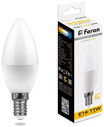 Упаковка ламп LED FERON E14,  свеча, 11Вт, LB-770, 10 шт. [25941-10]