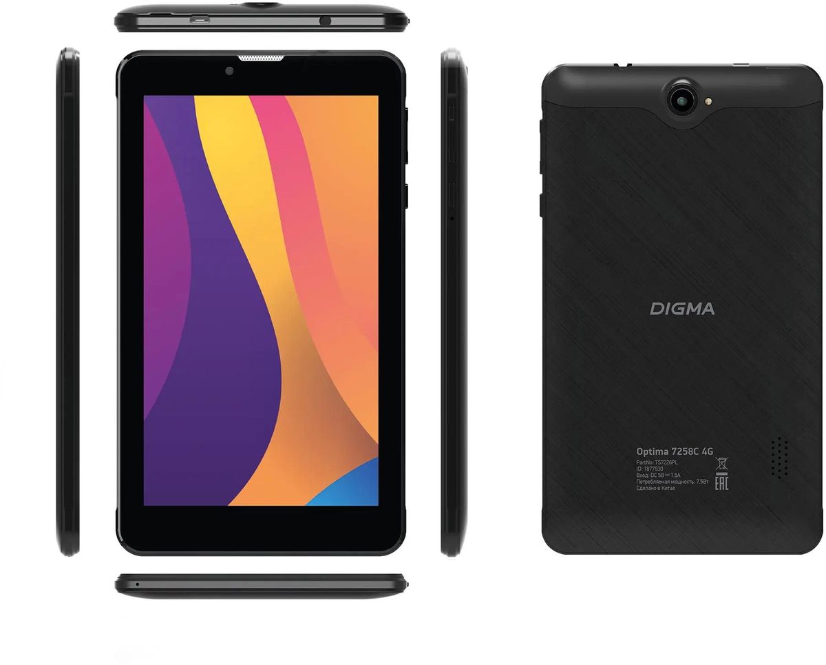 Планшет Digma Optima 7258C 4G 7",  2GB, 32GB,  LTE черный
