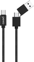 Изображение товара Кабель PERO DC-07 USB Type-C мужской - USB мужской оплетка черный
