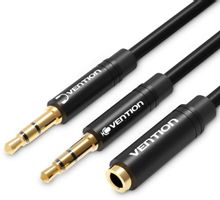 Изображение товара Переходник для наушников VENTION 2xJack 3.5m - Jack 3.5f 1м черный