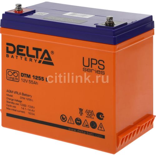 Аккумуляторная батарея Delta DTM 1255 L для ИБП, 12В, 55Ач