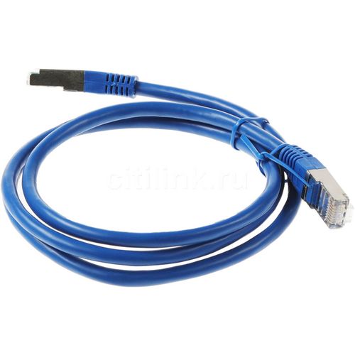 Патч-корд CABLEXPERT PP6-1M/B литой (molded), FTP, кат.6, 1м, 4 пары, 24AWG, алюминий омедненный, многожильный, синий