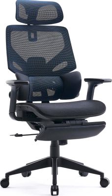 Кресло Cactus CS-CHR-MC01-BLBK, на колесиках, сетка/ткань, черный/синий