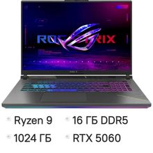Изображение товара Ноутбук игровой ASUS ROG Strix G18 G814PM-S8074, 18", 2025, IPS, AMD Ryzen 9 8940HX 2.4ГГц, 16-ядерный, 16ГБ DDR5, 1ТБ SSD,  NVIDIA GeForce  RTX 5060 для ноутбуков - 8 ГБ, TGP 115Вт,  без операционной системы,  серый,  зеленый [90nr0l29-m003y0]