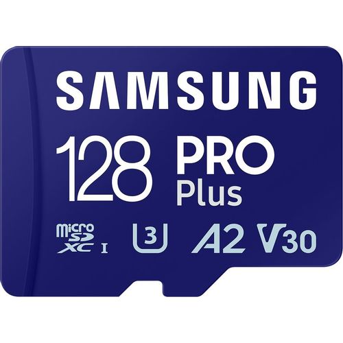 Карта памяти microSDXC UHS-I U3 Samsung Pro PLUS 128 ГБ, 180 МБ/с, Class 10, MB-MD128SA, 1 шт., переходник SD