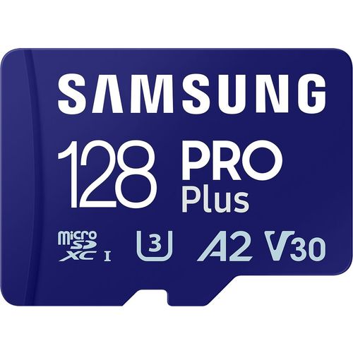 Карта памяти microSDXC UHS-I U3 Samsung Pro PLUS 128 ГБ, 180 МБ/с, Class 10, MB-MD128SA, 1 шт., переходник SD