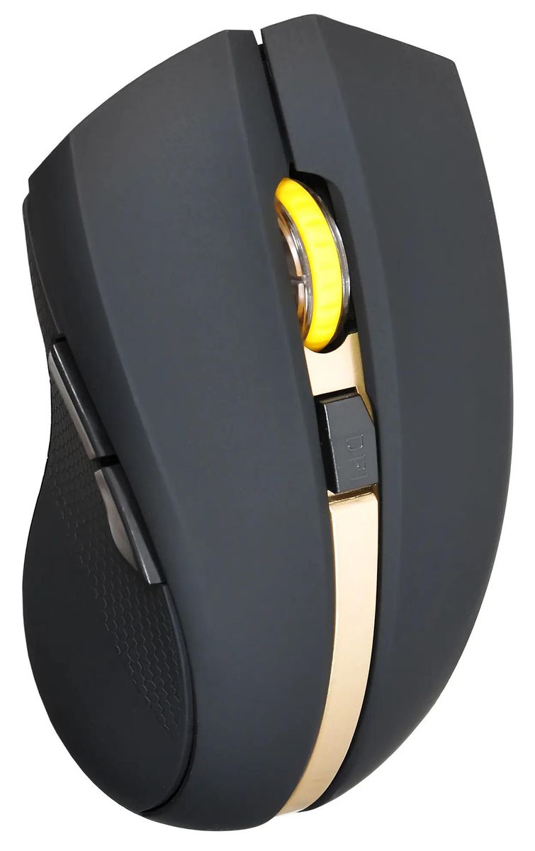 Мышь Oklick 495MW, беспроводная, USB, черный и золотистый