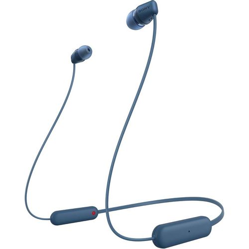 Наушники Sony WI-C100, Bluetooth, внутриканальные, синий [wi-c100/lz]
