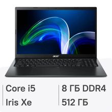 Изображение товара Ноутбук Acer Extensa 15 EX215-54-510N 15.6", TN, Intel Core i5 1135G7 2.4ГГц, 4-ядерный, 8ГБ DDR4, 512ГБ SSD,  Intel Iris Xe graphics, без операционной системы, черный [_nx.egjer.006]