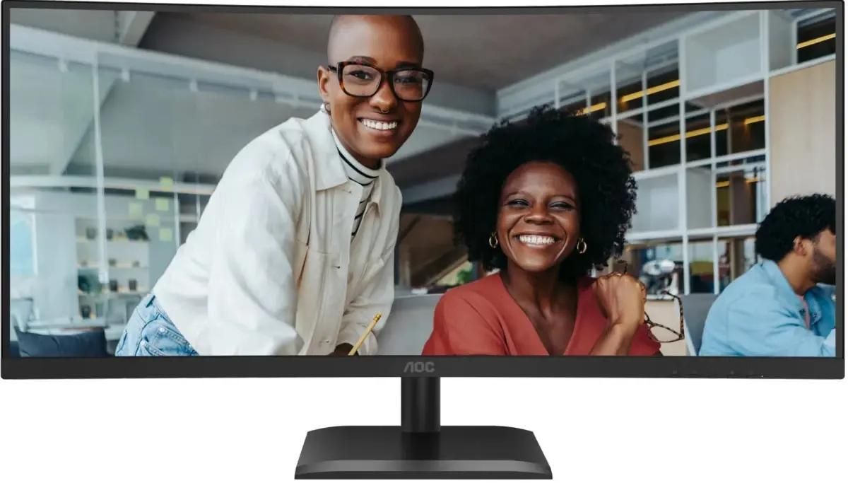 Монитор 34" AOC CU34E4CV VA 3440x1440, 120 Гц, 21:9, 350 кд/м², 2xHDMI, DisplayPort, USB Type-C, изогнутый экран, Flicker Free, KVM, черный
