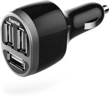 Изображение товара Автомобильное зарядное устройство HAMA H-173603 3xUSB-A 5Вт черное для быстрой зарядки авто