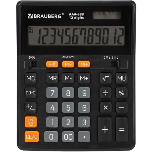 Калькулятор BRAUBERG AAA, 888, 12-разрядный, черный