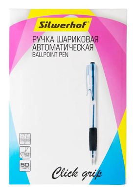 Ручка шариков. Silwerhof Click grip авт. корп.прозрачный d=0.7мм ...
