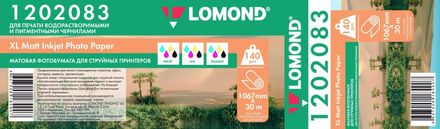 Бумага Lomond для струйной печати, 1067мм х 30м, втулка 50.8мм (2"), 140г/м2, белый, покрытие матовое [1202083]