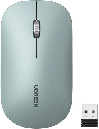 Мышь беспроводная UGREEN MU001, радио, лазерная, USB, 4000dpi, зеленый [90374]