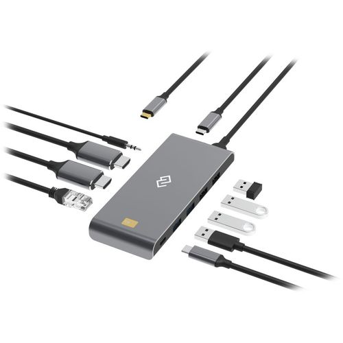 Стыковочная станция Digma DS-580, USB Type-C, 2хHDMI, 1хRJ-45, 2хUSB Type-C, 2хUSB 3.0, 2хUSB, 1х3,5Audio, черный