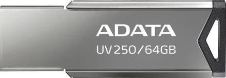 Флешка USB A-Data UV250 64ГБ, USB2.0, серебристый [auv250-64g-rbk]
