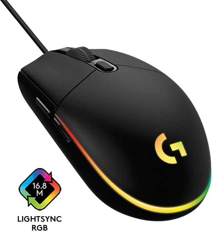 Мышь Logitech LightSync, игровая, оптическая, проводная, USB, черный  [910-005823] – купить в Ситилинк | 1380966