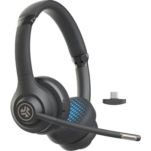Гарнитура JLAB Go Work Gen2, для компьютера/мобильных устройств, накладные, Bluetooth, черный / голубой [hbgoworkrblk4]