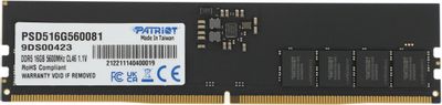 Оперативная память Patriot Signature PSD516G560081 DDR5 -  1x 16ГБ 5600МГц, DIMM,  Ret