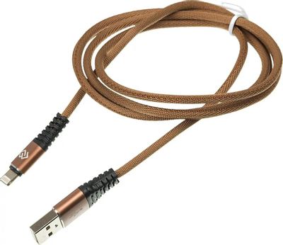Кабель Digma Lightning (m) -  USB (m),  1.2м,  в оплетке,  2A,  коричневый [light-1.2m-br]
