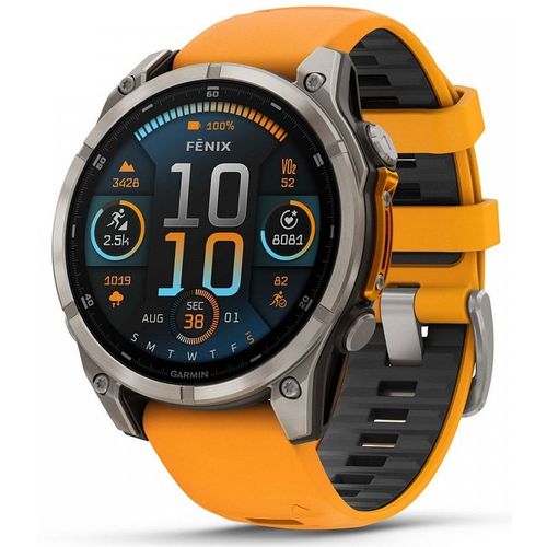 Смарт-часы Garmin Fenix 8, 47мм, 1.4", оранжевый/серый