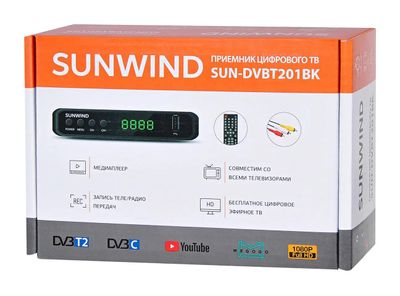 Ресивер DVB-T2 SunWind SUN-DVBT201BK, черный – купить в Ситилинк | 1405853