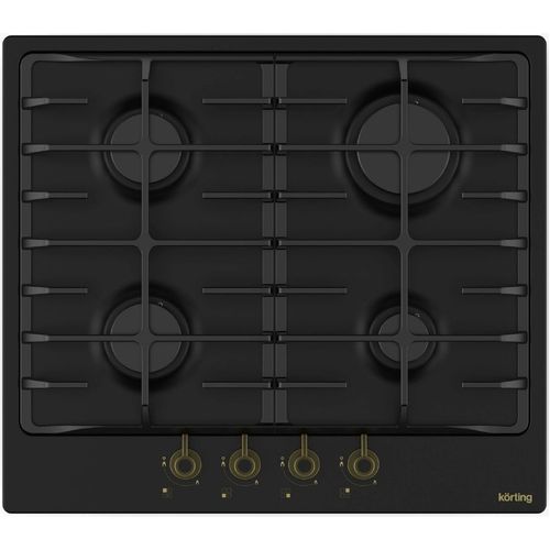 Газовая варочная панель Korting HG 645 CRN, 4 конфорки, эмалированная сталь, черный