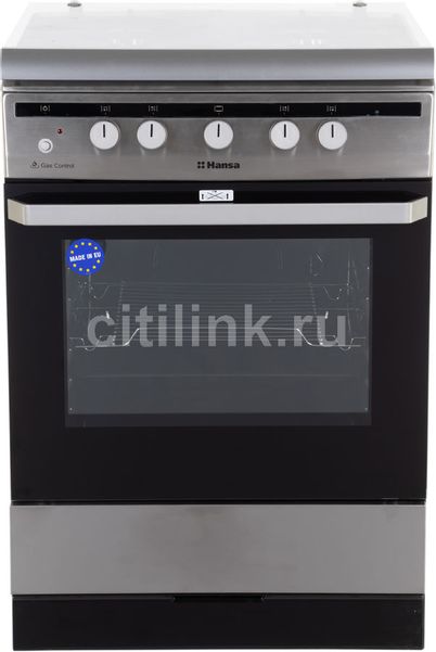Газовая плита Hansa FCGI63022,  газовая духовка,  стеклянная крышка,  нержавеющая сталь